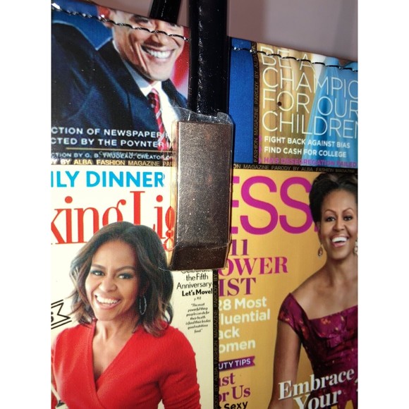 Michelle Obama First Lady Glossy Magazine Print Collage Handbag Purse Tote Vinyl - Picture 3 of 12